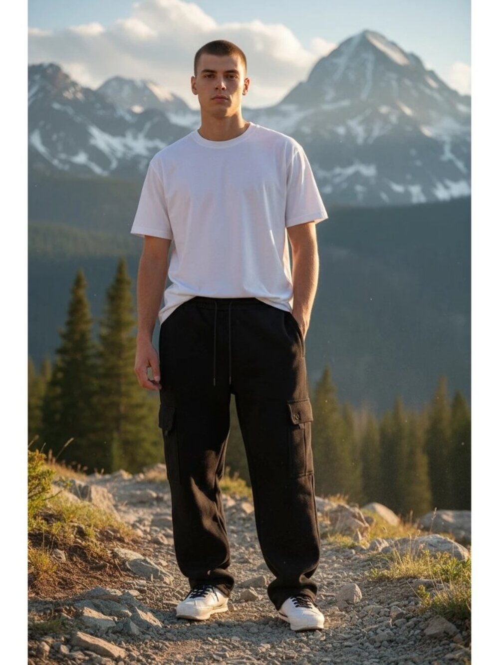 NWT‎ FB County Black Heavyweight Cargo Fleece Sweatpants Streetwear - Small